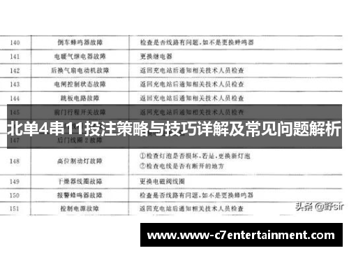 北单4串11投注策略与技巧详解及常见问题解析
